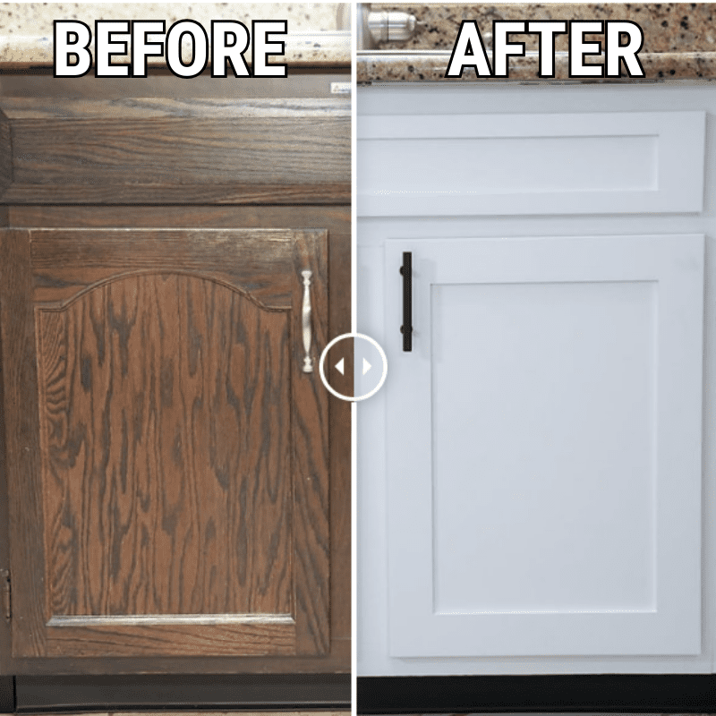 Kitchen cabinet refacing example from a kitchen cabinet refacing project in Austin, TX by Simplicity Home Pros